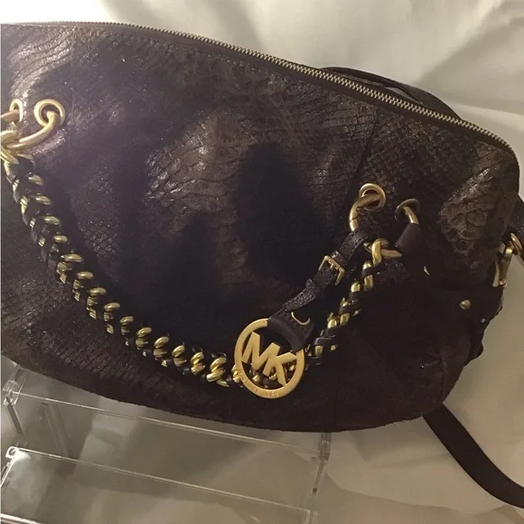 Michael Kors Dark Brown Textured Shoulder Bag - Picture 5 of 5